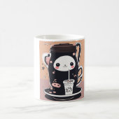 可愛いバブルティーカップ白黒 コーヒーマグカップ (中央)