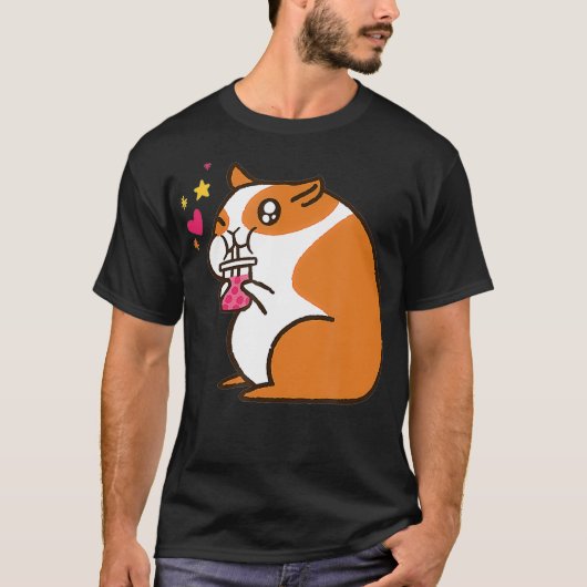 可愛いバブルティーハムスター飲み物ボバ動物 Tシャツ (正面)