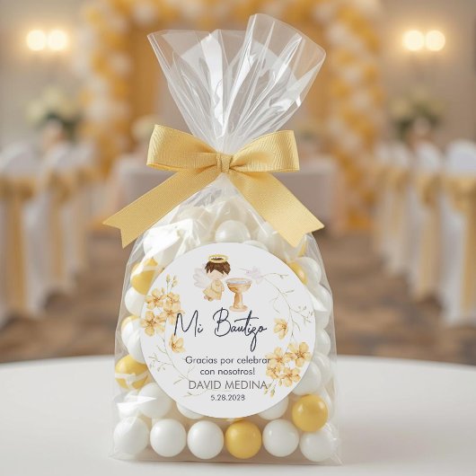 可愛いバプテスペインのスマ《キリスト教》洗礼式や命名式のバウティゾ ラウンドシール