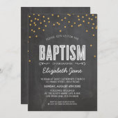 可愛いバプテスマ金ゴールドグリッター紙吹雪 招待状 (正面/裏面)