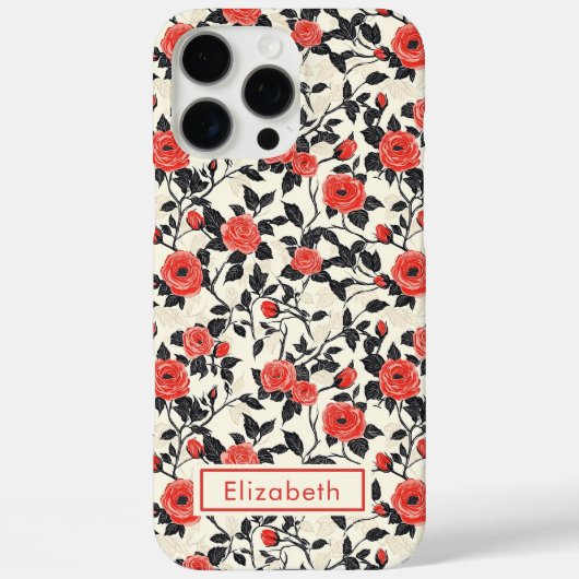 可愛いバラのカスタマイズ可能な名前iPhoneケース Case-Mate iPhoneケース (裏面)