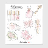 可愛いバラのピンクの花柄ネイルポリッシュ シール (シート)