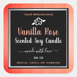 可愛いバラピンクとブラック製品の包装ラベル スクエアシール