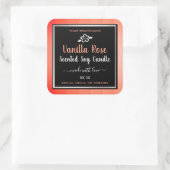 可愛いバラピンクとブラック製品の包装ラベル スクエアシール (バッグ)