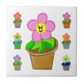 可愛いバラ色のポッテッドフラワーズセラミックタイル タイル (正面)