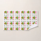 可愛いバラ色のポッテッドフラワーリピーター ハンドタオル (ハンドタオル)