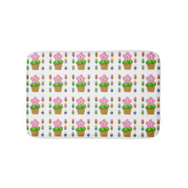 可愛いバラ色のポッテッドフラワーリピーター バスマット