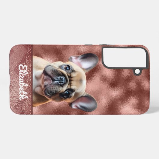 可愛いバラ金ゴールドフランスのピンクブルドッグかわいらしシック SAMSUNG GALAXYケース (裏面横)