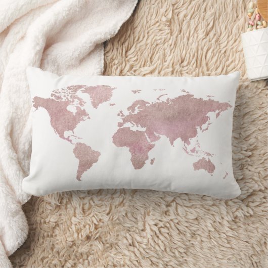 可愛いバラ金ゴールド水の色ワールドマップトラベル ランバークッション (ブランケット)