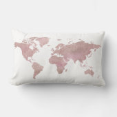 可愛いバラ金ゴールド水の色ワールドマップトラベル ランバークッション (正面)