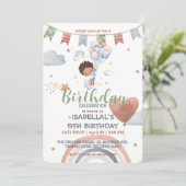 可愛いバルーンアフリカ系アメリカ人少年誕生日パーティー 招待状 (スタンド正面)