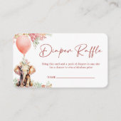可愛いバルーンエレファントベイビーシャワーおむつラッフル エンクロージャーカード (正面)