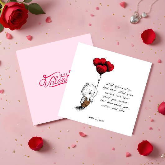 可愛いバルーンテディベアバジェットバレンタインデー ノートカード