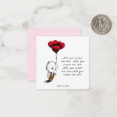 可愛いバルーンテディベアバジェットバレンタインデー ノートカード (正面/裏面インサイチュ)