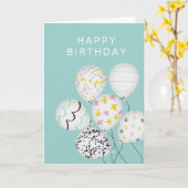 可愛いバルーンパーティーハッピーバースデー カード (黄色い花)