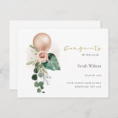 可愛いバルーンフローラおめでとう発表 ポストカード (正面/裏面)