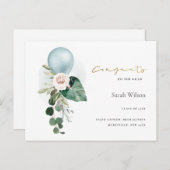 可愛いバルーンフローラおめでとう発表 ポストカード (正面/裏面)