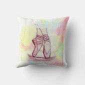 可愛いバレエ靴スケッチ水彩手描き クッション (裏面)