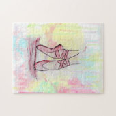 可愛いバレエ靴スケッチ水彩手描き ジグソーパズル (横)