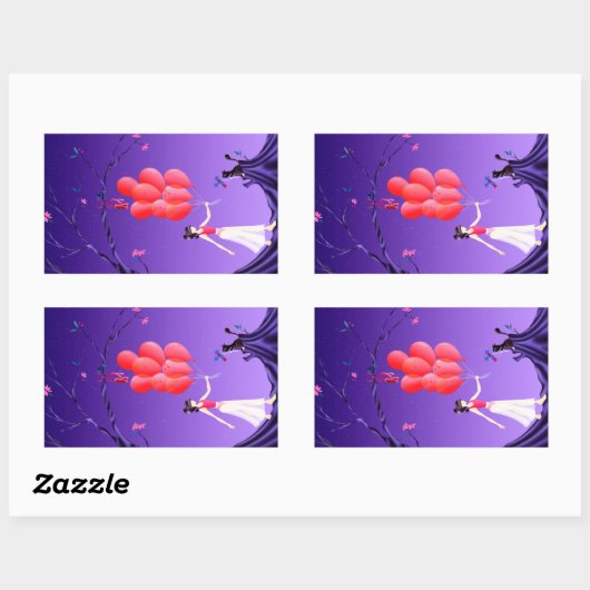 可愛いバレリーナのホイスト – おもしろいが身につく 長方形シール (シート)