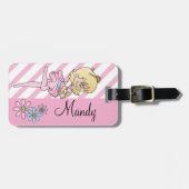 可愛いバレリーナガール – ピンク ラゲッジタグ (正面横)