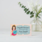 可愛いバレリーナ女の子クロシェ糸のフックボール 名刺 (スタンド正面)