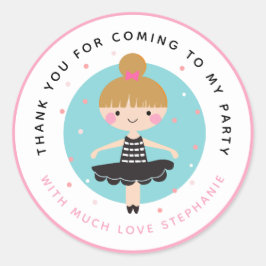 可愛いバレリーナ黒いドレスありがとう誕生日 ラウンドシール