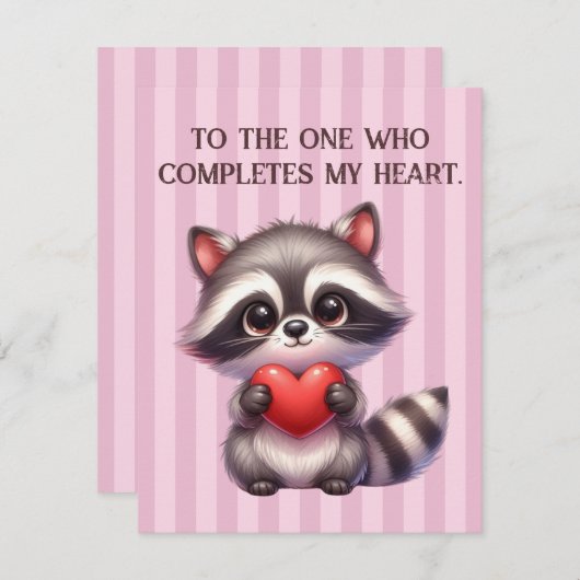 可愛いバレンタインデーハート保持 シーズンカード (正面/裏面)