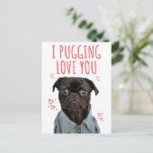 可愛いバレンタイン犬が大好きおもしろい ポストカード (スタンド正面)