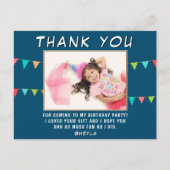 可愛いバンティング旗誕生日写真ありがとう ポストカード (正面)