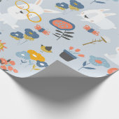 可愛いバンニと花 ラッピングペーパー (角)