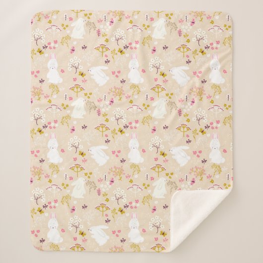 可愛いバンニー シェルパブランケット (正面)