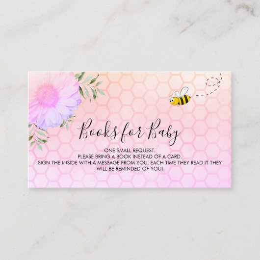 可愛いバンブルビーピンク紫のベビーブックリクエスト エンクロージャーカード (正面)