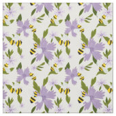 可愛いバンブルミツバチと紫色の花 ファブリック (見本)