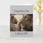 可愛いバードデイカスタムパパマイヒーローライオンファミリー カード (黄色い花)