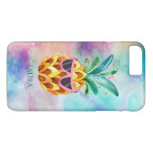 可愛いパイナップルカラフルの水彩背景 Case-Mate iPhoneケース (裏面(横))