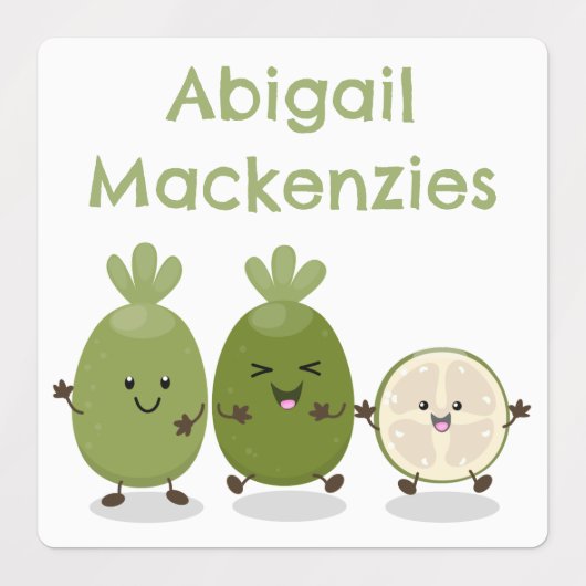 可愛いパイナップルグアバfeijoa漫画パーソナライズされた ラベル (デザイン1)