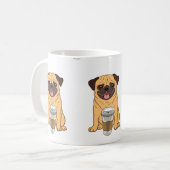 可愛いパグとコーヒーカップ入り愛犬家 コーヒーマグカップ (正面左)