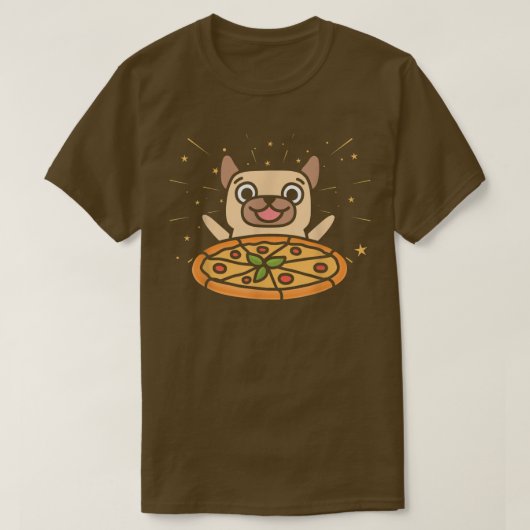 可愛いパググラフィックピザ好食べき食べイタリアン物P Tシャツ (デザイン正面)