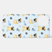可愛いパグ犬お母さんブルー大好き Case-Mate iPhoneケース (裏面 (横))
