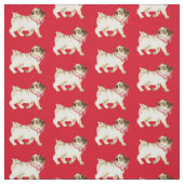 可愛いパグ鼻の空気と弓タイの水色 ファブリック (見本)