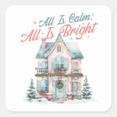 可愛いパステルすべて穏やかで、すべて明るいクリスマス スクエアシール (正面)