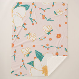 可愛いパステルエレガントワイルドフラワーかわいいベビーガール シェルパブランケット
