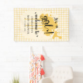 可愛いパステルオレンジギンガムベビーシャワー 横断幕 (インサイチュ)