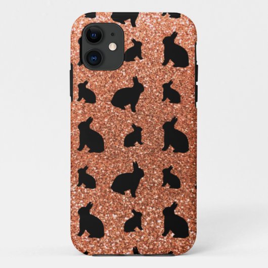 可愛いパステルオレンジバニーグリッター柄 Case-Mate iPhoneケース (裏面)