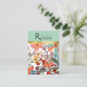 可愛いパステルカラーのピンクの花イヤリングディスプレイ 名刺 (スタンド正面)