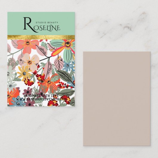 可愛いパステルカラーのピンクの花イヤリングディスプレイ 名刺 (正面/裏面)