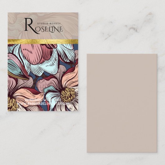 可愛いパステルカラーのピンクの花イヤリングディスプレイ 名刺 (正面/裏面)