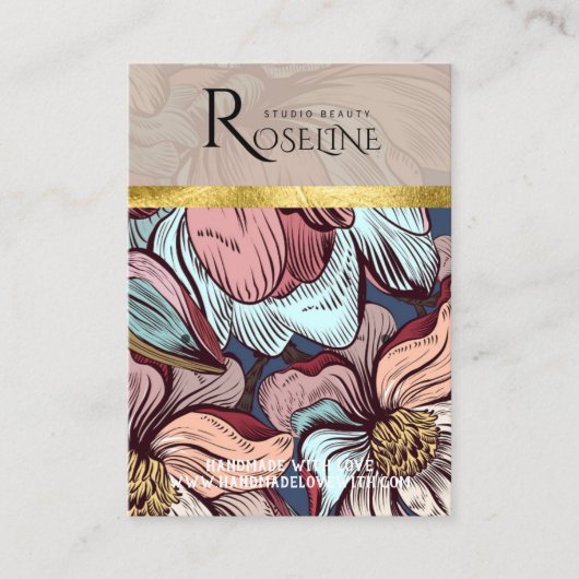 可愛いパステルカラーのピンクの花イヤリングディスプレイ 名刺 (正面)