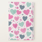 可愛いパステルカラーハートパターンドールスケッチ ノートブック (裏面)